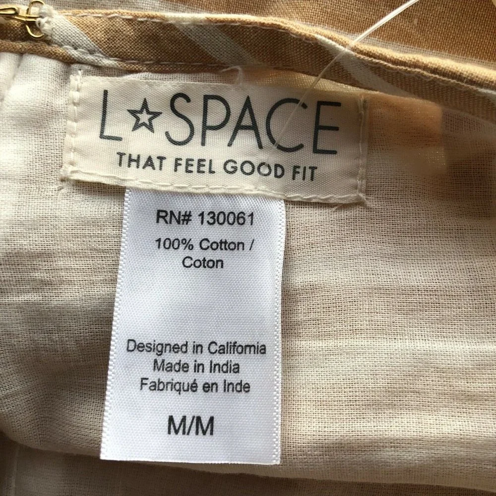 L*SPACE Waikiki Skorts Harborside Stripe Yellow Mustard Beach Resort M NWT $92